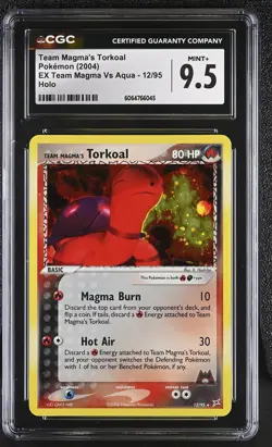 CGC 9.5 MINT+ Team Magma's Torkoal EX Team Magma Vs Aqua 12/95 Holo Pokemon Card - Image 1