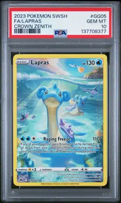 2023 POKEMON SWORD & SHIELD CROWN ZENITH #GG05 FULL ART/LAPRAS PSA 10 - Image 1