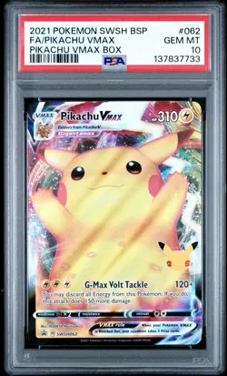 PSA 10 - 2021 Pikachu VMAX Pokemon Sword & Shield Celebrations Promo #062 - Image 1