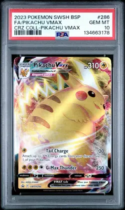 Pokemon Pikachu VMAX Crown Zenith Black Star Promo SWSH286 PSA 10 - Image 1