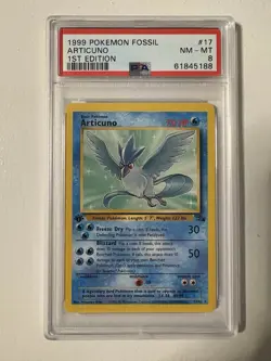 1999 POKEMON FOSSIL 1ST EDITION #17 ARTICUNO PSA 8 - Image 1
