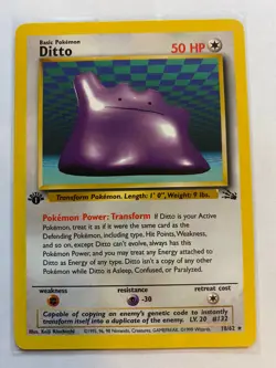 1999 Pokemon 1st Edition Ditto 18/62 Fossil Non-Holo Rare WOTC - Mint+ PSA! - Image 1