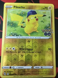 Pokemon TCG Pikachu Pokemon GO 028/078 Reverse Holo Holo Rare-NM! - Image 1