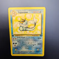 Pokemon Vaporeon 1st Edition Jungle 28/64 Rare Regular 80HP Stage 1 Card 1999 - Image 1