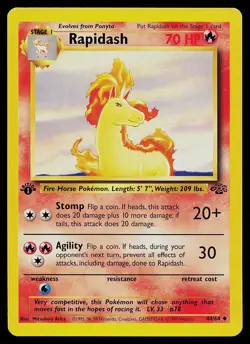 Pokemon Card - Rapidash Jungle 44/64 Uncommon 1st Edition - Image 1