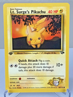 Lt. Surge's Pikachu 84/132 Gym Challenge Pokemon Card 1st Edition - Near Mint - Image 1