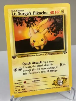 Lt. Surge's Pikachu 84/132 Gym Challenge Pokemon Card 1st Edition - Near Mint - Image 2