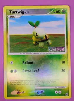 Turtwig 077/100 Platinum Stamped Promo Reverse Holo Vintage Pokemon Card - Image 1
