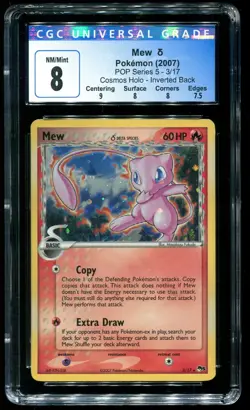 CGC 8 Mew Holo Inverted Back Pop Series 5 2007 Pokemon Card #3 - Image 1