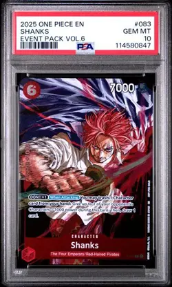 Shanks Event Pack Vol. 6 P-083 One Piece Promotion Cards Foil PSA 10 POP 3 - Image 1