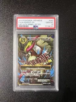 2016 POKEMON JAPANESE EXPANSION 20TH ANV 1ST ED #097 PIDGEOT EX FA M PSA 10 CP6 - Image 1