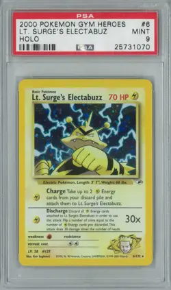 Pokemon Gym Heroes Lt. Surge's Electabuzz 6/132 PSA 9 - Image 1