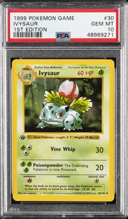 1999 POKEMON BASE SET 1ST EDITION #30 IVYSAUR PSA 10 - Image 1
