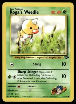 Pokemon TCG Gym Challenge #082/132 Koga's Weedle LP - Image 1