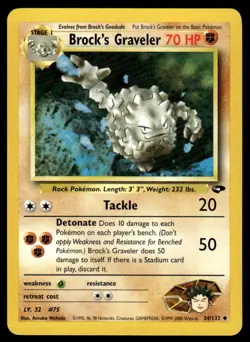 Pokemon TCG Gym Challenge #034/132 Brock's Graveler LP - Image 1