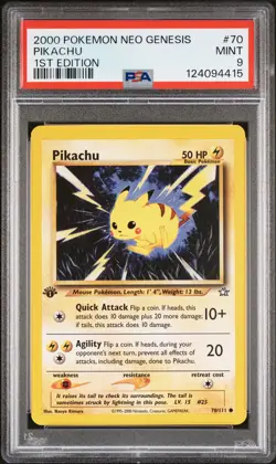 2000 POKEMON NEO GENESIS 1ST ED #70 PIKACHU PSA 9 - Image 1