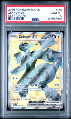 2025 POKEMON BLK EN-BLACK BOLT ULTRA RARE #158 ZEKROM EX PSA 10 - Image 1