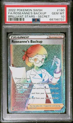 2022 Pokemon SWSH #180 Roseanne's Backup SECRET Brilliant Stars PSA 10 GEM MINT - Image 1