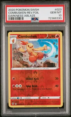 2020 POKEMON SWSH DARKNESS ABLAZE #023 COMBUSKEN-REV.FOIL PSA 10 - Image 1