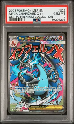 2025 POKEMON MEP EN-ME BLACK STAR PROMO #023 MEGA CHARIZARD X EX PSA 10 - Image 1