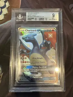 2019 POKEMON SUN & MOON HIDDEN FATES #SV49 FULL ART/CHARIZARD GX BGS 9 - Image 1