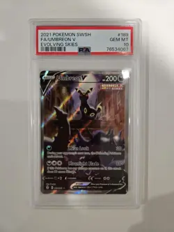 PSA 10 GEM MINT Umbreon V Alternate Art 2021 Pokemon Evolving Skies 189/203 - Image 1