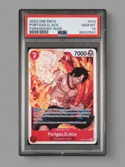 One Piece TCG Portgas. D. Ace Super Rare OP02-013 Paramount War English - PSA 10 - Image 1