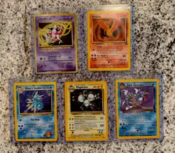 Pokemon TCG Vintage 1990s 5 Card LOT Moltres Mr. Mime Misty's Seadra Magneton - Image 1