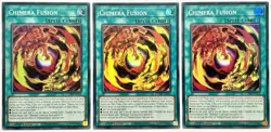3 x DUNE-EN052 Chimera Fusion - Super Rare 1st Edition Near Mint YuGiOh Cards - Image 1