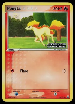 Pokemon Card - Ponyta Delta Species 78/113 Common Reverse Holo Stamped - Image 1