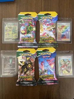 Pokemon Evolving Skies Sleeved Booster Pack Full Art Set Sealed W/ 4 cards - Image 1