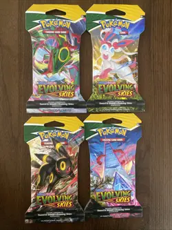 Pokemon Evolving Skies Sleeved Booster Pack Full Art Set Sealed W/ 4 cards - Image 2