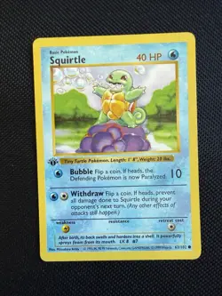 Pokemon Squirtle 63/102 1st Edition Shadowless Base Set Card Unplayed Near Mint - Image 1