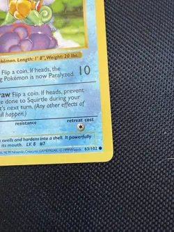 Pokemon Squirtle 63/102 1st Edition Shadowless Base Set Card Unplayed Near Mint - Image 3