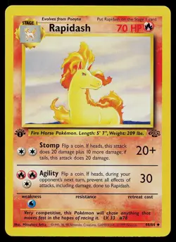 Pokemon Card - Rapidash Jungle 44/64 Uncommon 1st Edition - Image 1