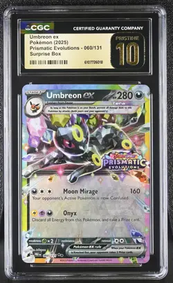 CGC 10 PRISTINE Pokemon Umbreon Ex Prismatic Surprise Box 060/131 Stamped - Image 1
