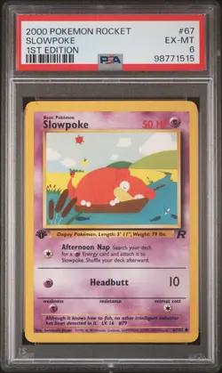 2000 POKEMON ROCKET 1ST EDITION #67 SLOWPOKE PSA 6 - Image 1
