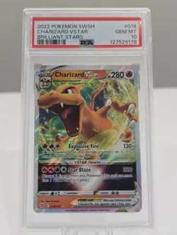 2022 Pokemon SWSH Brilliant Stars 018 Charizard VSTAR PSA 10 Gem Mint - Image 1