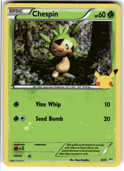 Pokemon TCG Chespin 6/25 - 25th Anniversary McDonalds Promo NM - Image 1