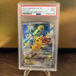 PSA 9 MINT Pikachu Paldea Evolved ETB Promo Full Art Holo 2023 Pokemon SVP 027 - Image 1