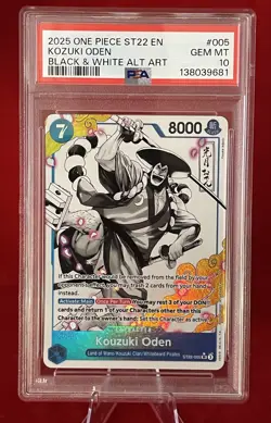 2025 ONE PIECE ST22 005 STARTER DECK KOUZUKI ODEN B&W PARALLEL ALT ART PSA 10 - Image 1