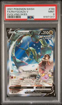 Rayquaza V PSA 9 Alternate Art SWSH Evolving Skies 194/203 Alt Pokemon Card MINT - Image 1