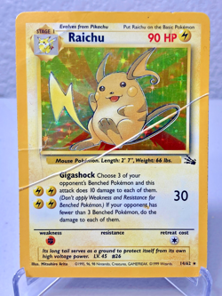Raichu 14/62 Fossil Holo Rare WOTC Pokemon Card - HP / Damaged - Image 1
