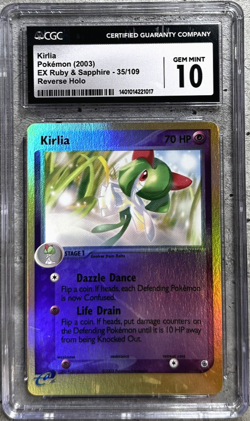 Pokemon Card Kirlia Reverse Holo CGC 10 Gem EX Ruby & Sapphire 35/109, 2003 (1) - Image 1