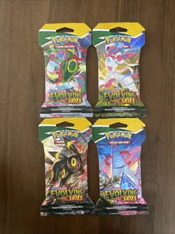 Pokemon Evolving Skies Sleeved Booster Pack Full Art Set Sealed W/ 4 Cards - Image 2