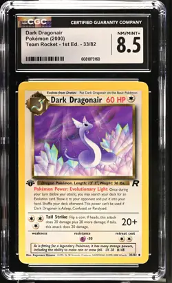 CGC 8.5 Dark Dragonair Team Rocket 1st Edition 33/82 Pokemon Card - Image 1