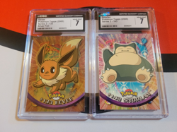 Topps Pokemon Cards Graded Eevee & Snorlax CGC 7 Blue Label - Image 1