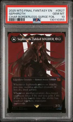 2025 MTG FINAL FANTASY SURGE FOIL #0527 SEPHIROTH, FABLED SOLDIER PSA 10 - Image 1