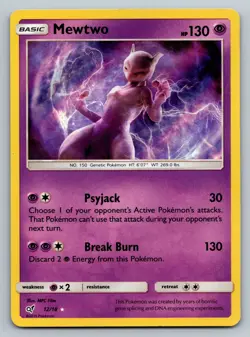 Pokemon Mewtwo 12/18 Detective Pikachu Holo LP - Image 1
