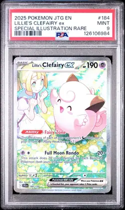 2025 POKEMON JTG EN-JOURNEY TOGETHER #184 LILLIE'S CLEFAIRY EX SIR PSA 9 MINT - Image 1